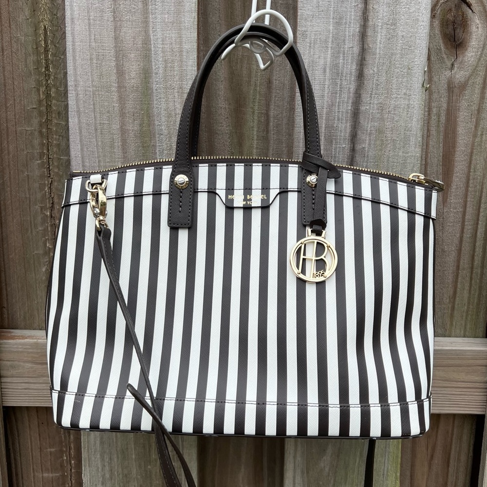 Henri Bendel Brown & White Striped Handbag